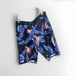 Vans Mens Swim Trunks Size 33 Black Floral Swimming Suit Surf Shorts Flat Front